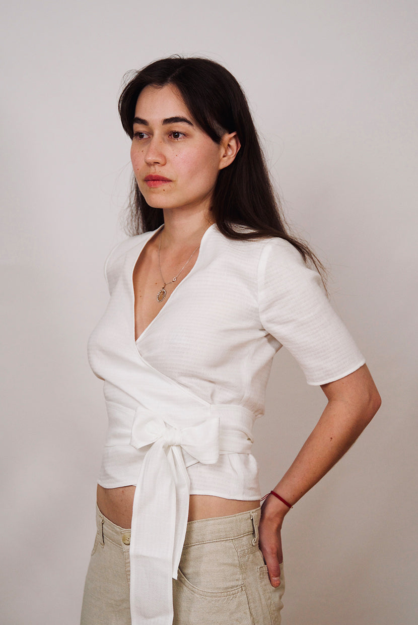 Wickelbluse weiss Clearance